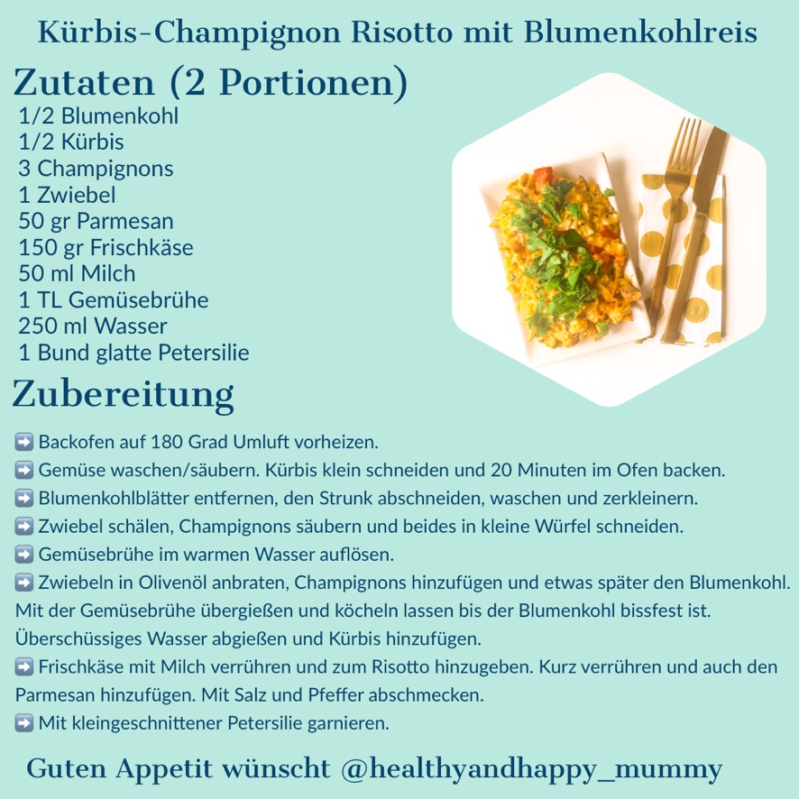 Kürbis Risotto mit Blumenkohlreis Rezept