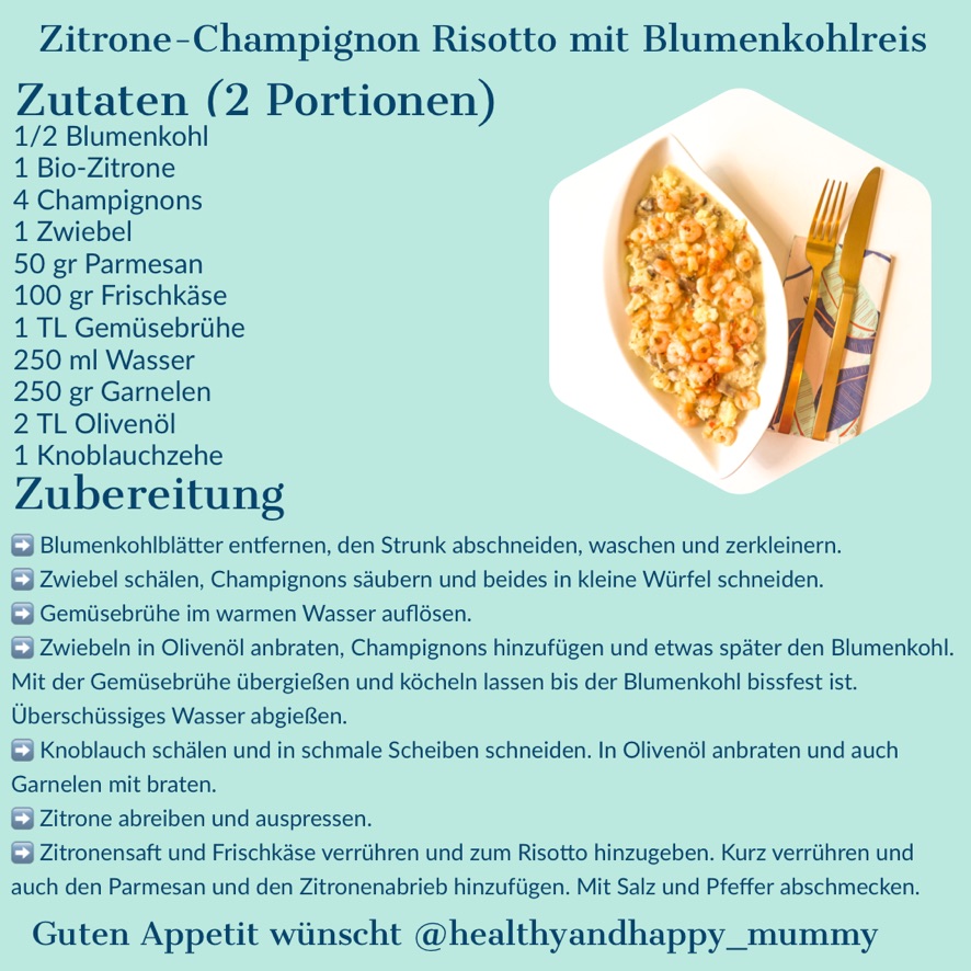 Zitronen-Champignon Risotto mit Blumenkohlreis