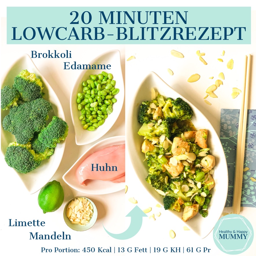 Brokkoli-Edamame Bowl mit Huhn