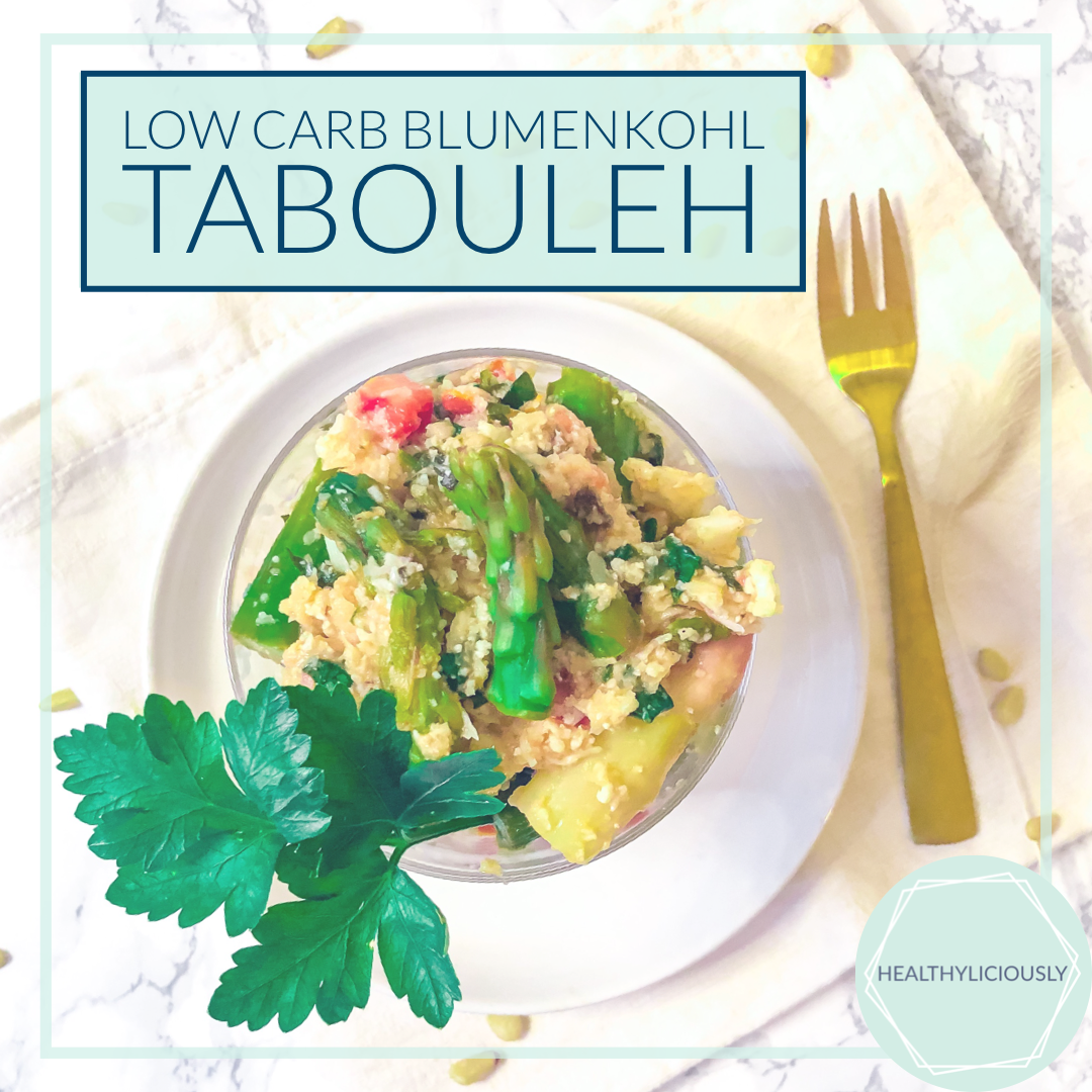 Low Carb Blumenkohl Tabouleh mit Spargel