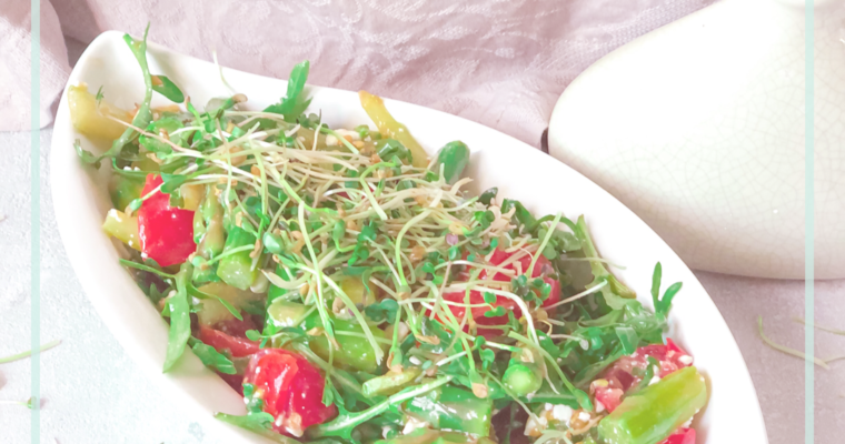 Spargel Rucola Salat mit Kirschtomaten