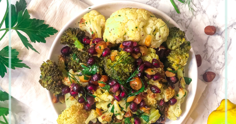 Erfrischender Salat mit geröstetem Blumenkohl und Brokkoli