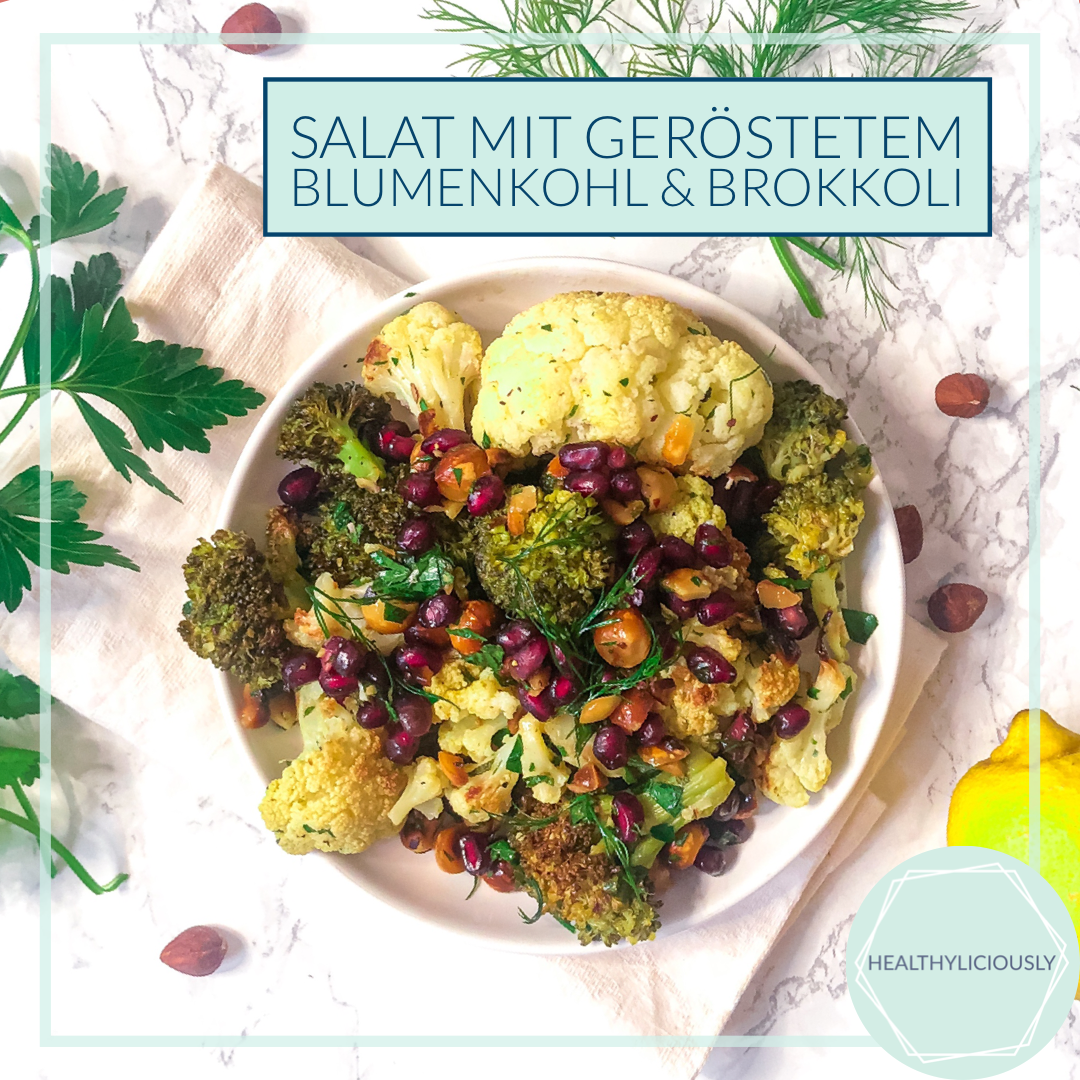 Erfrischender Salat mit geröstetem Blumenkohl und Brokkoli