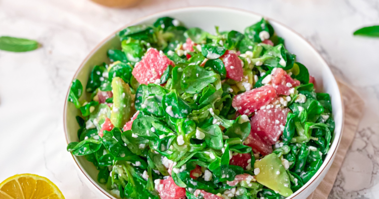 Wassermelone-Avocado-Salat mit Lemondressing